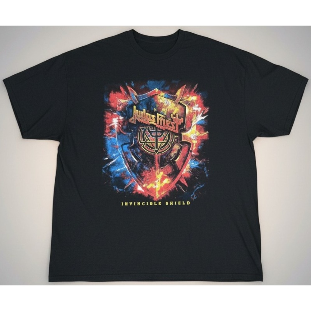 Judas Priest Invincible Shield 2024‎ Tour Shirt Mens 2XL Black Concert Band Tee